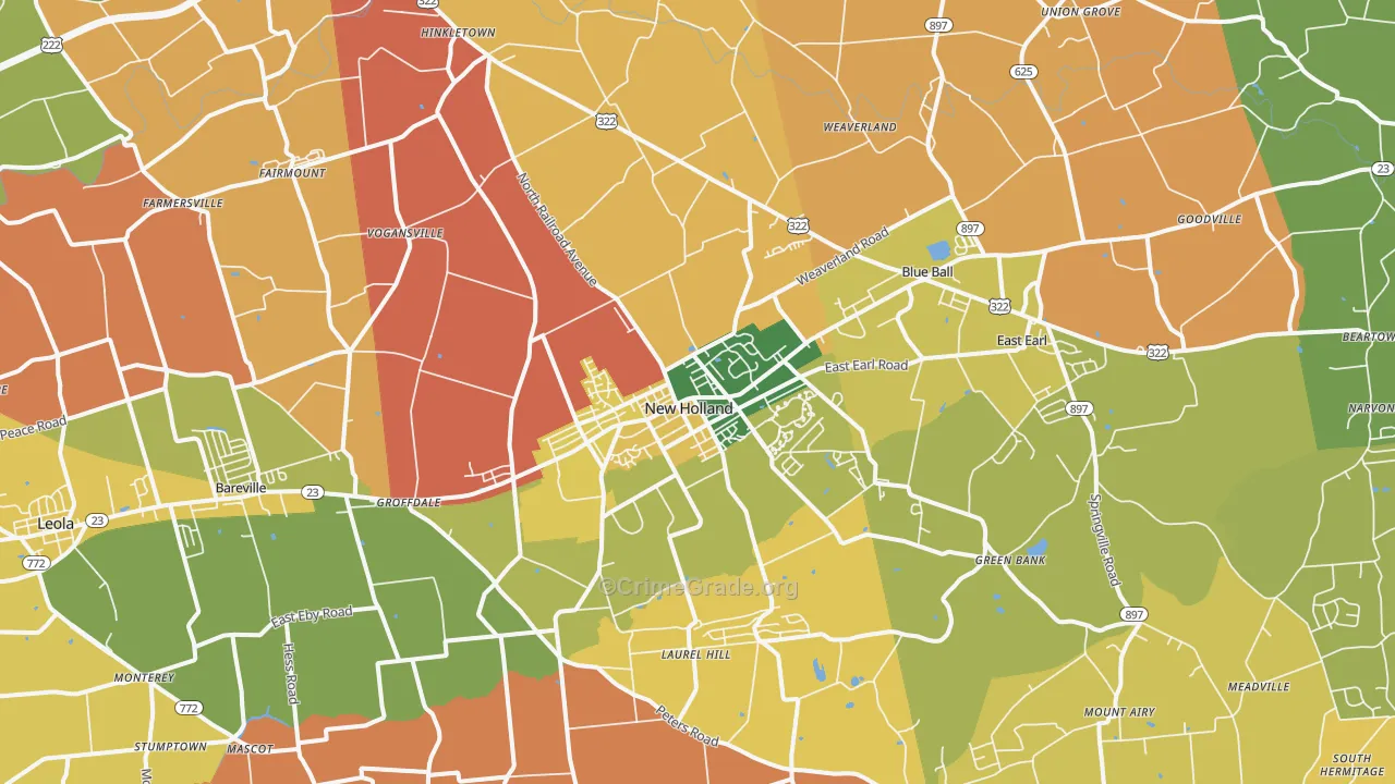 Goodville, PA Map of Burglary Rates