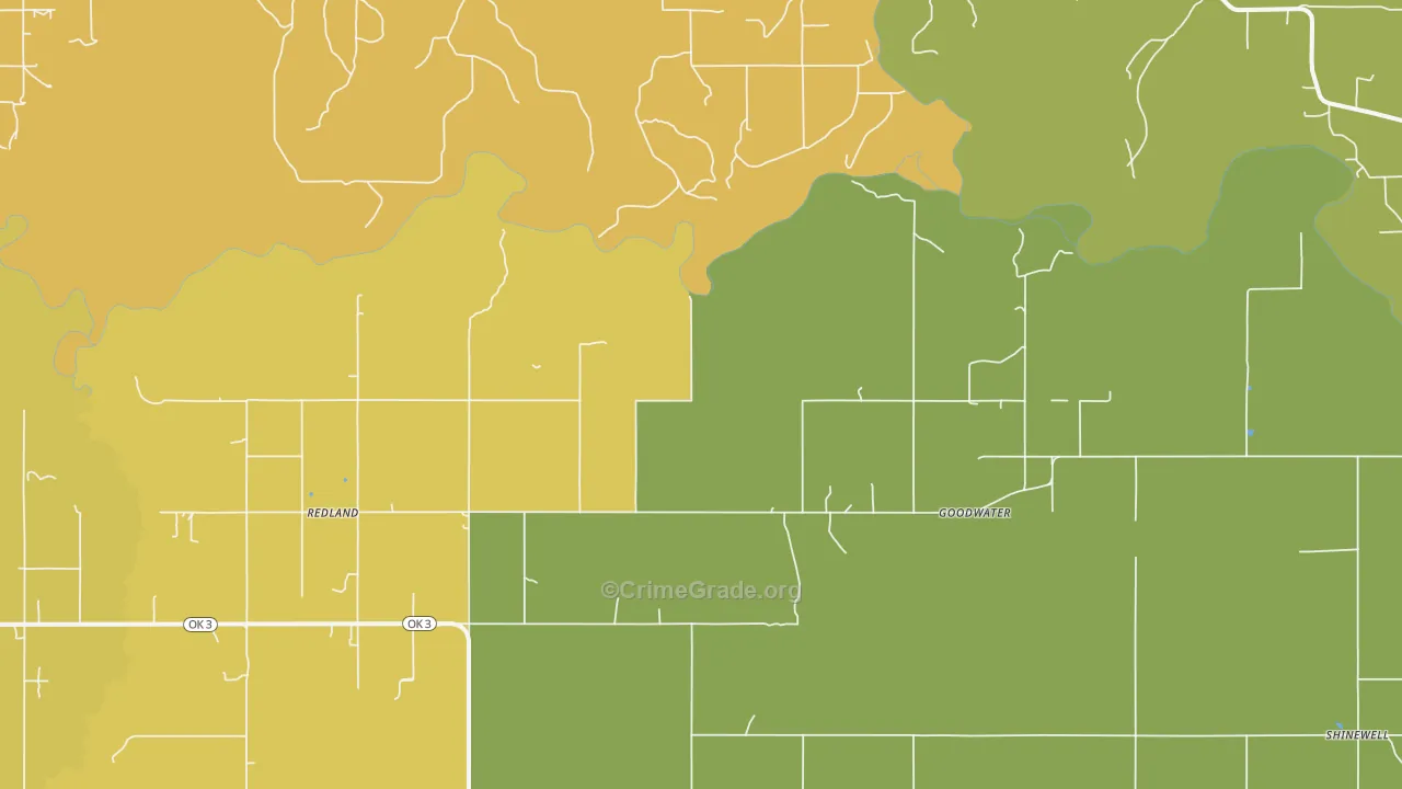 Goodwater, OK Map of Burglary Rates