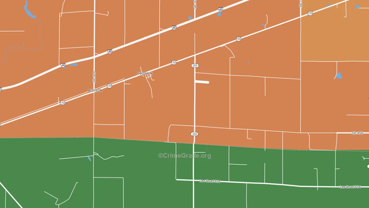 Goodwin, AR Map of Burglary Rates