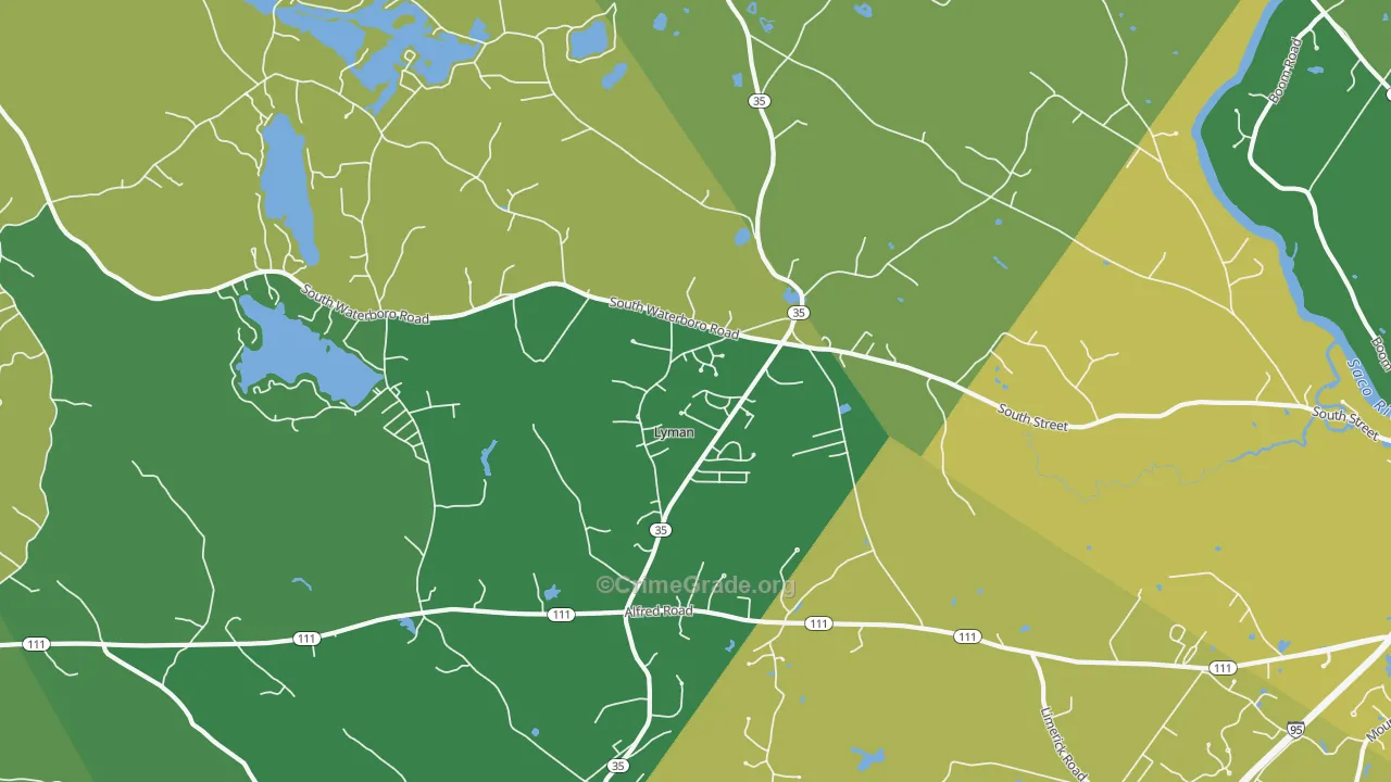 Goodwins Mills, ME Map of Burglary Rates