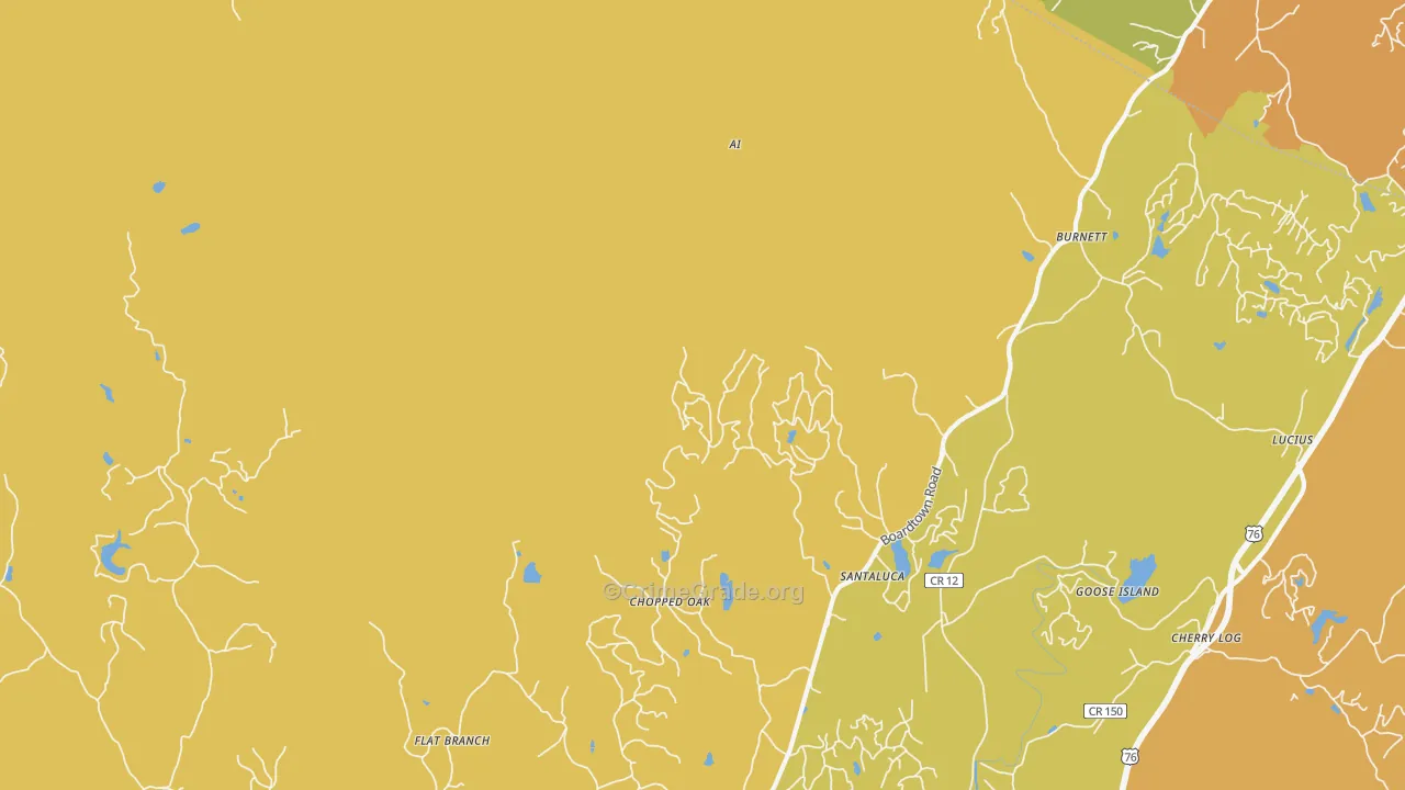 Goose Island, GA Map of Burglary Rates