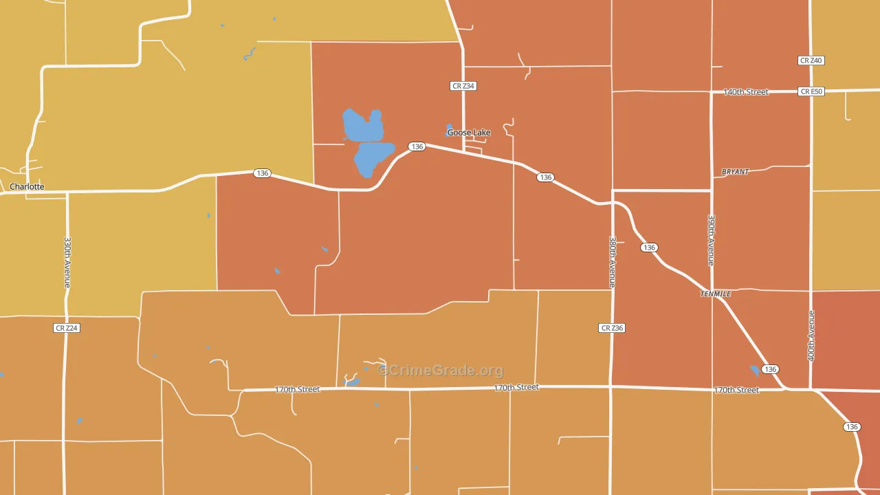 Goose Lake, IA Map of Burglary Rates
