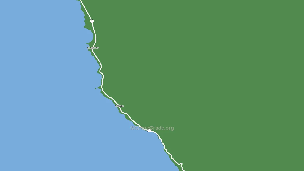 Gorda, CA Map of Burglary Rates