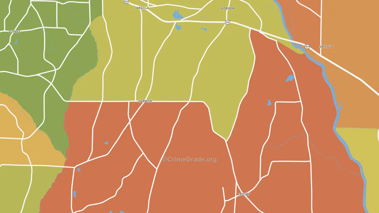 Gordon, AL Map of Burglary Rates