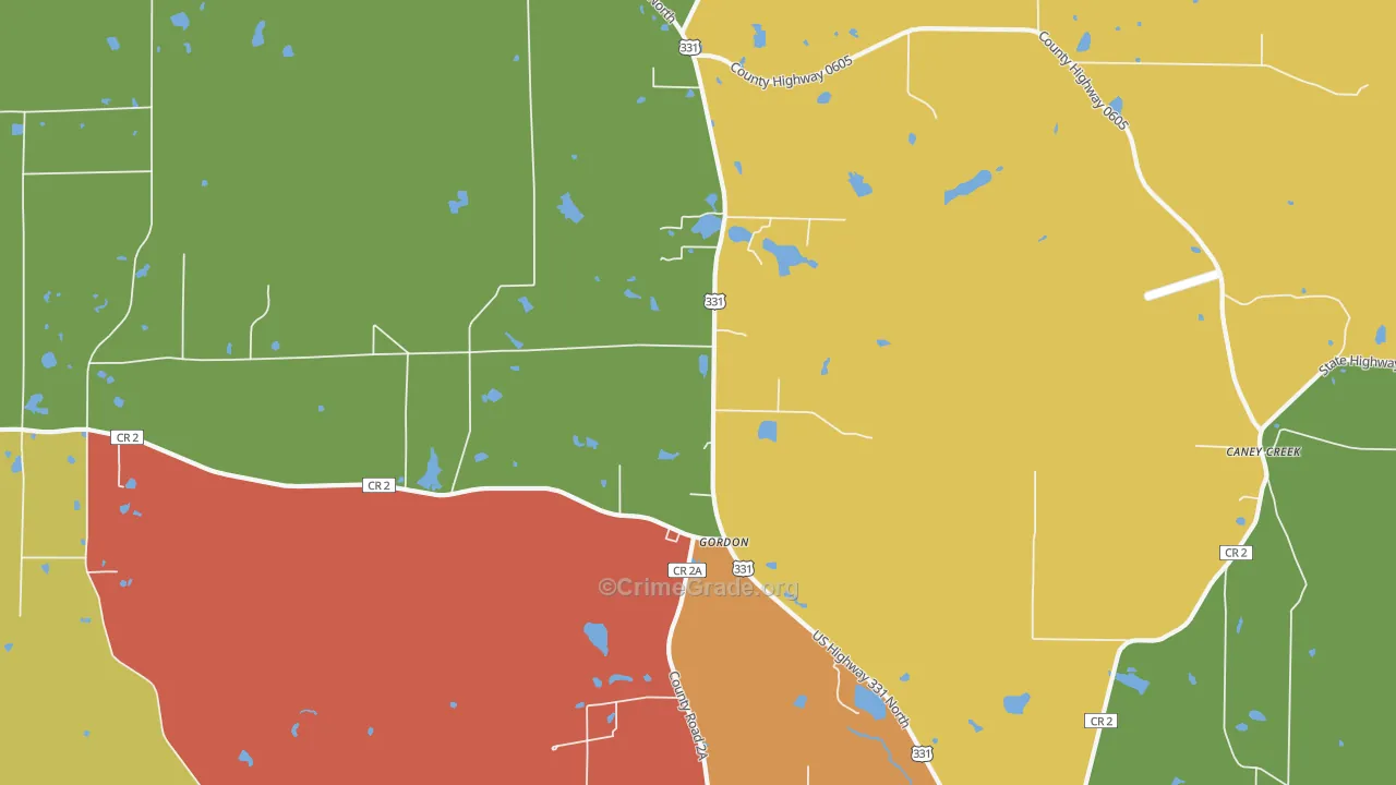 Gordon, FL Map of Burglary Rates