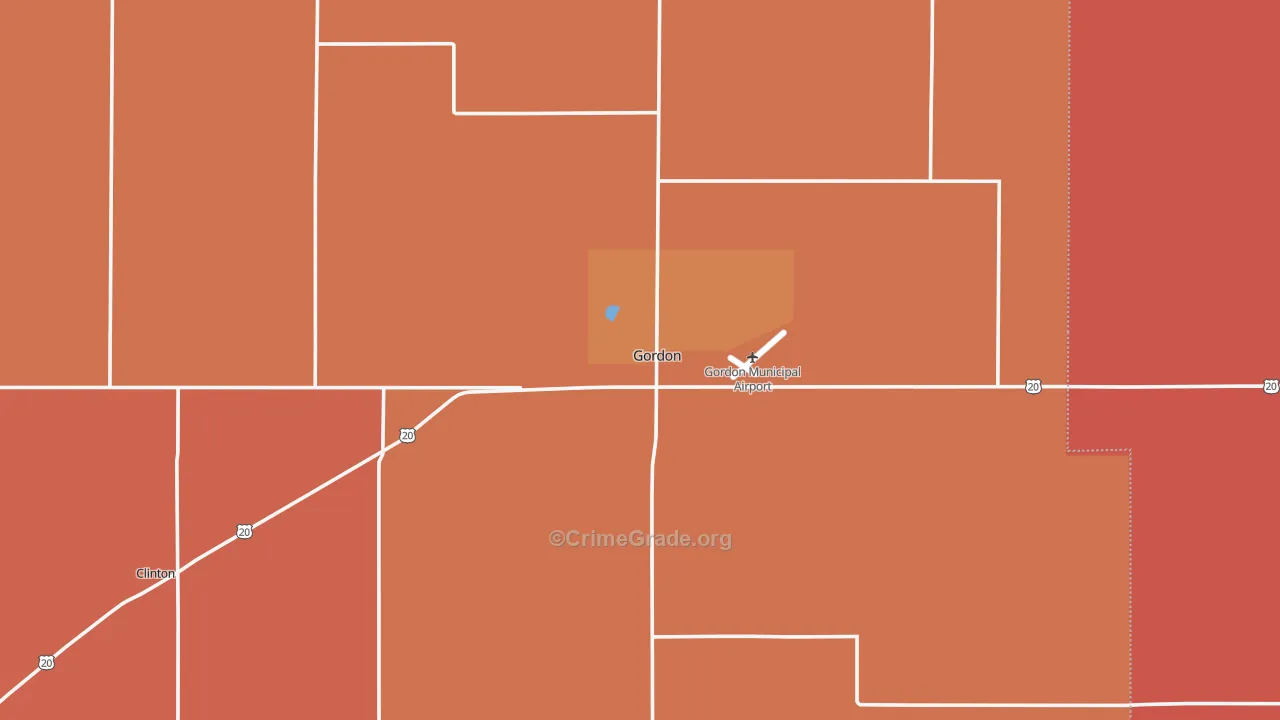 Gordon, NE Map of Burglary Rates