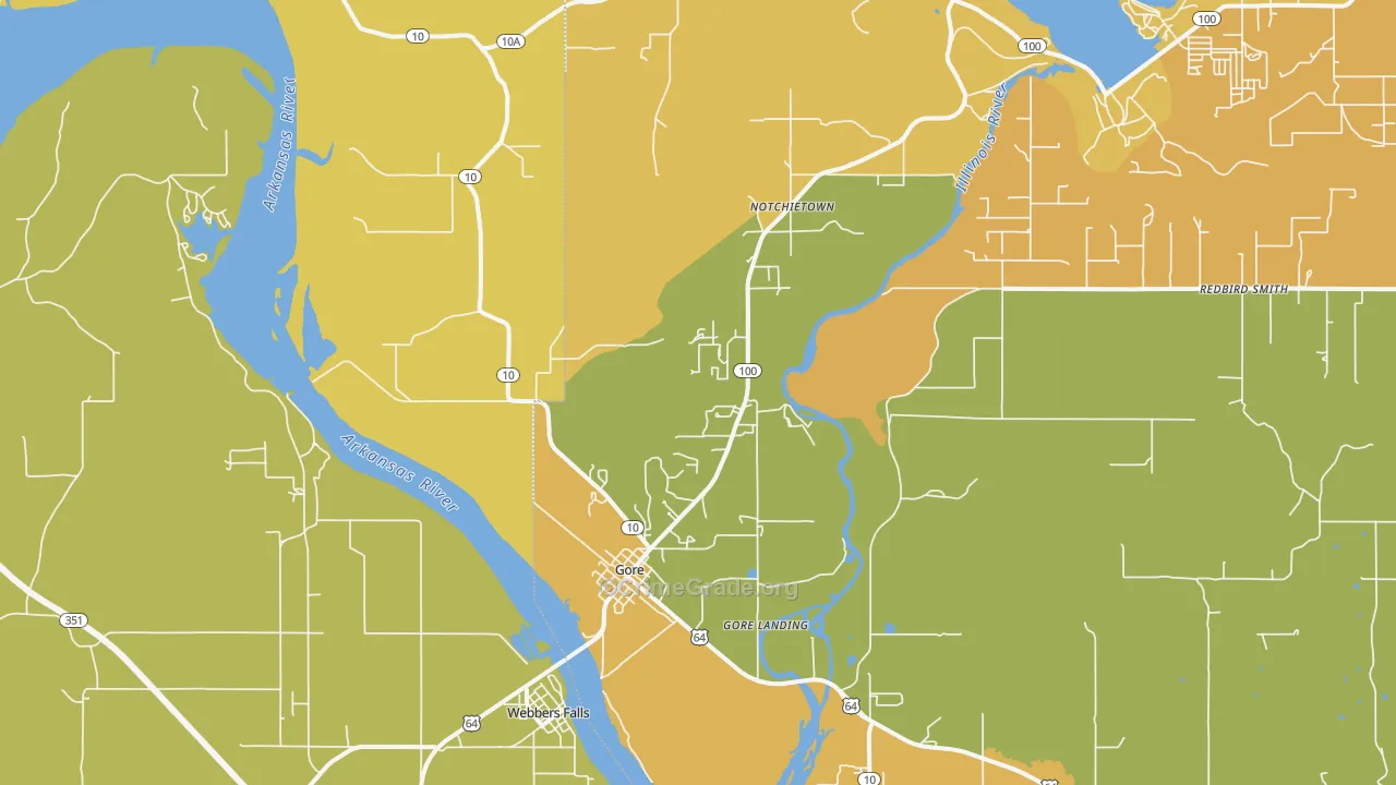Gore, OK Map of Burglary Rates