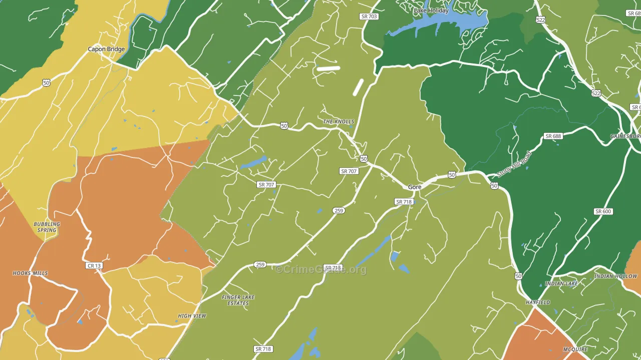 Gore, VA Map of Burglary Rates