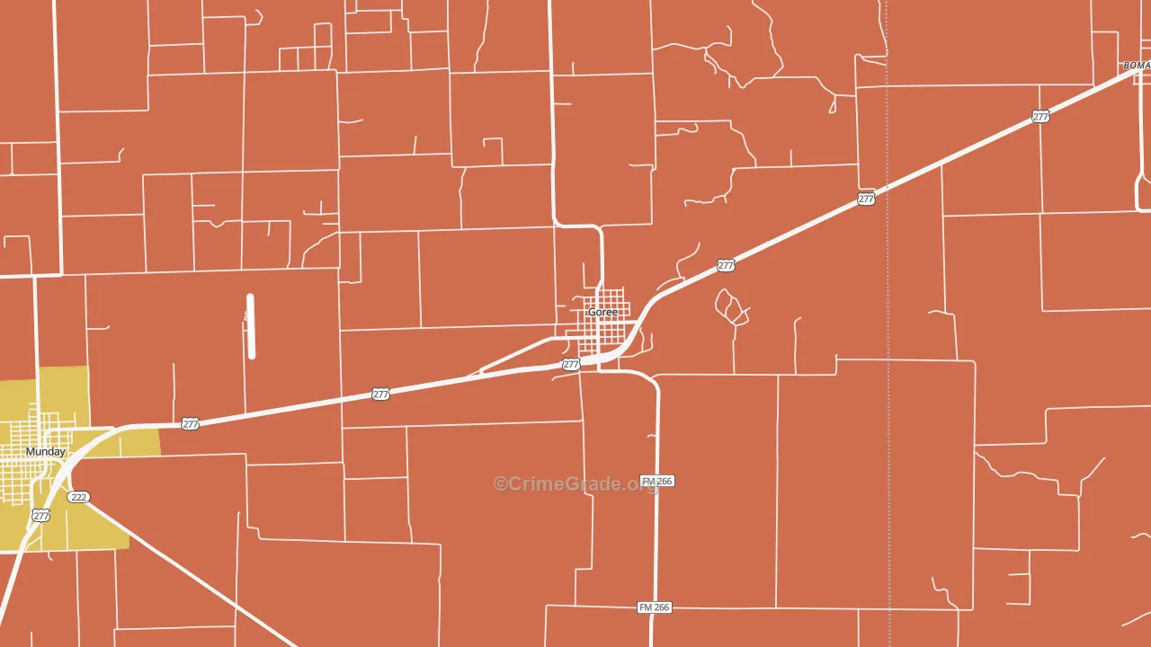 Goree, TX Map of Burglary Rates