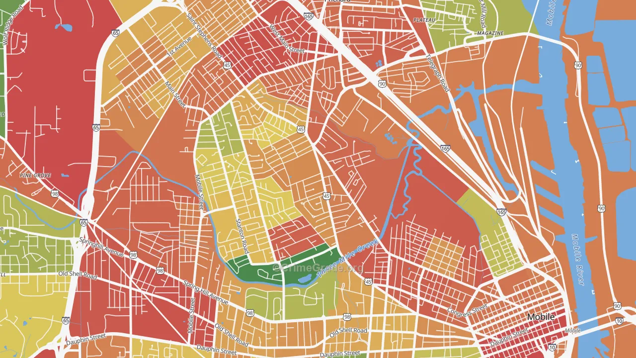 Gorgas, Mobile, AL Map of Burglary Rates