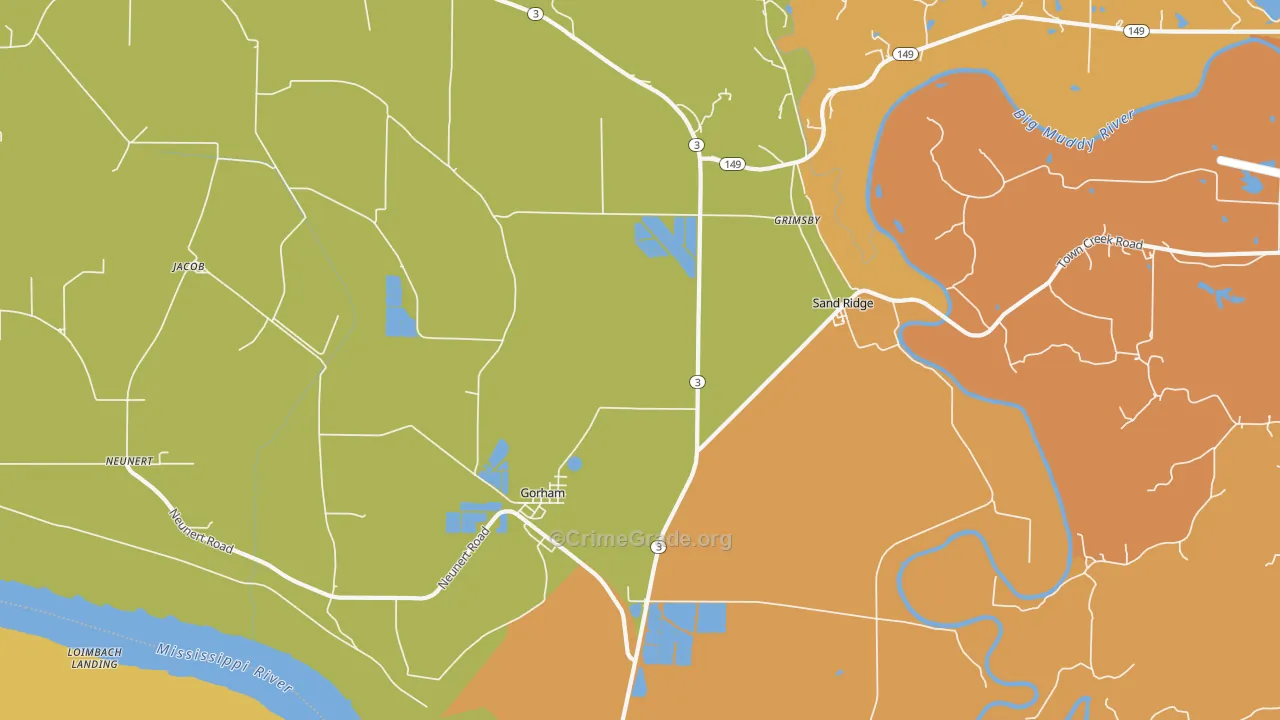 Gorham, IL Map of Burglary Rates