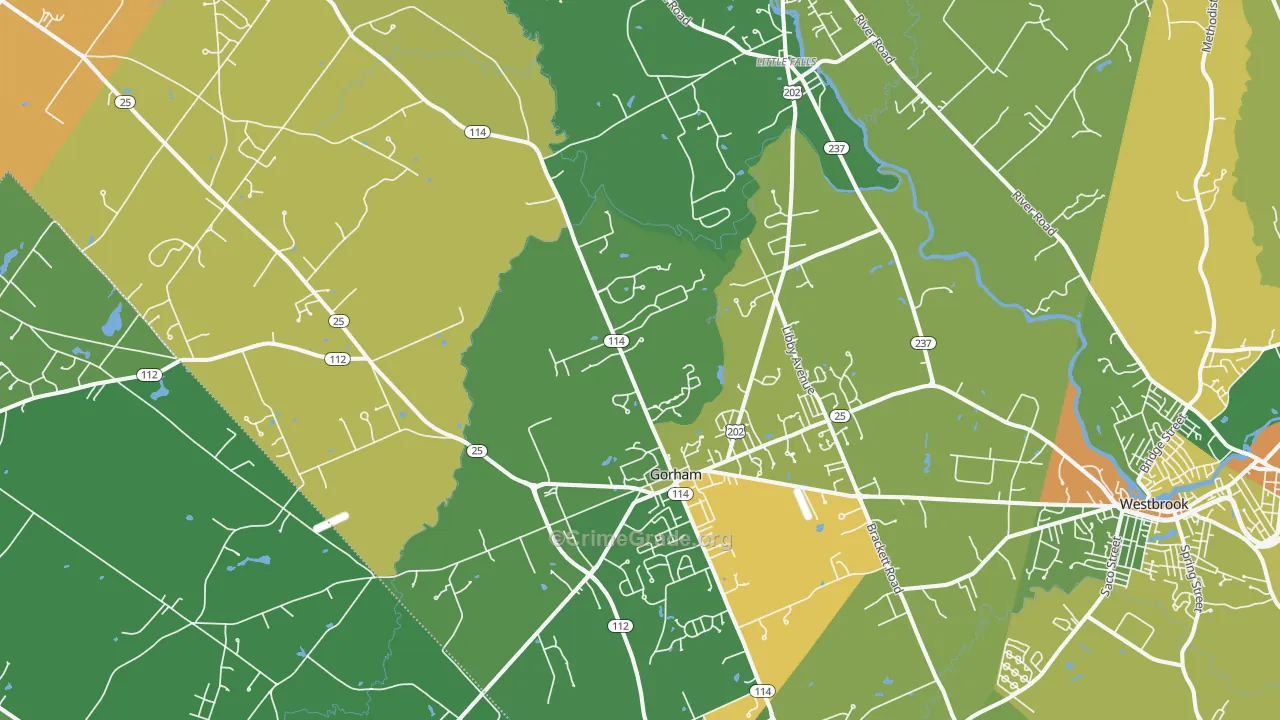 Gorham, ME Map of Burglary Rates
