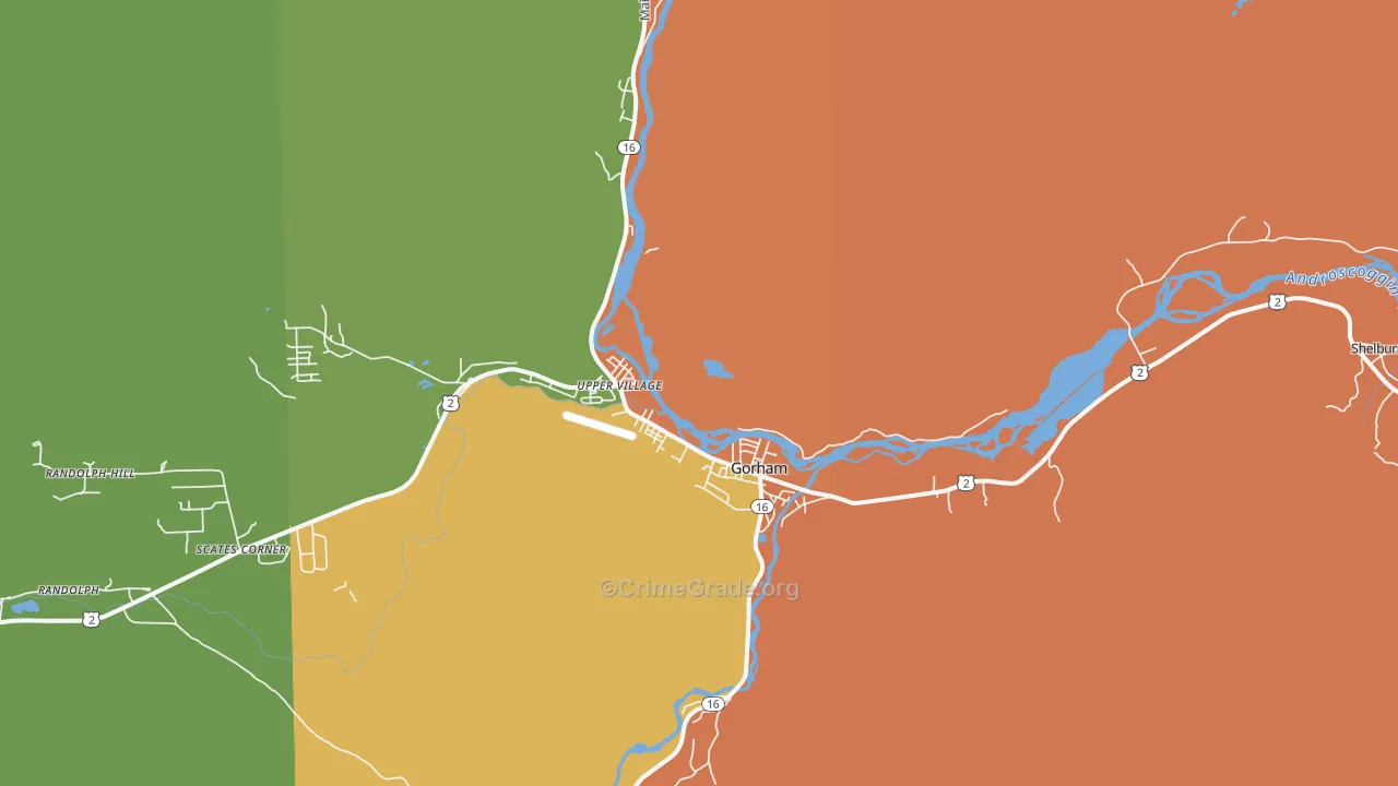 Gorham, NH Map of Burglary Rates