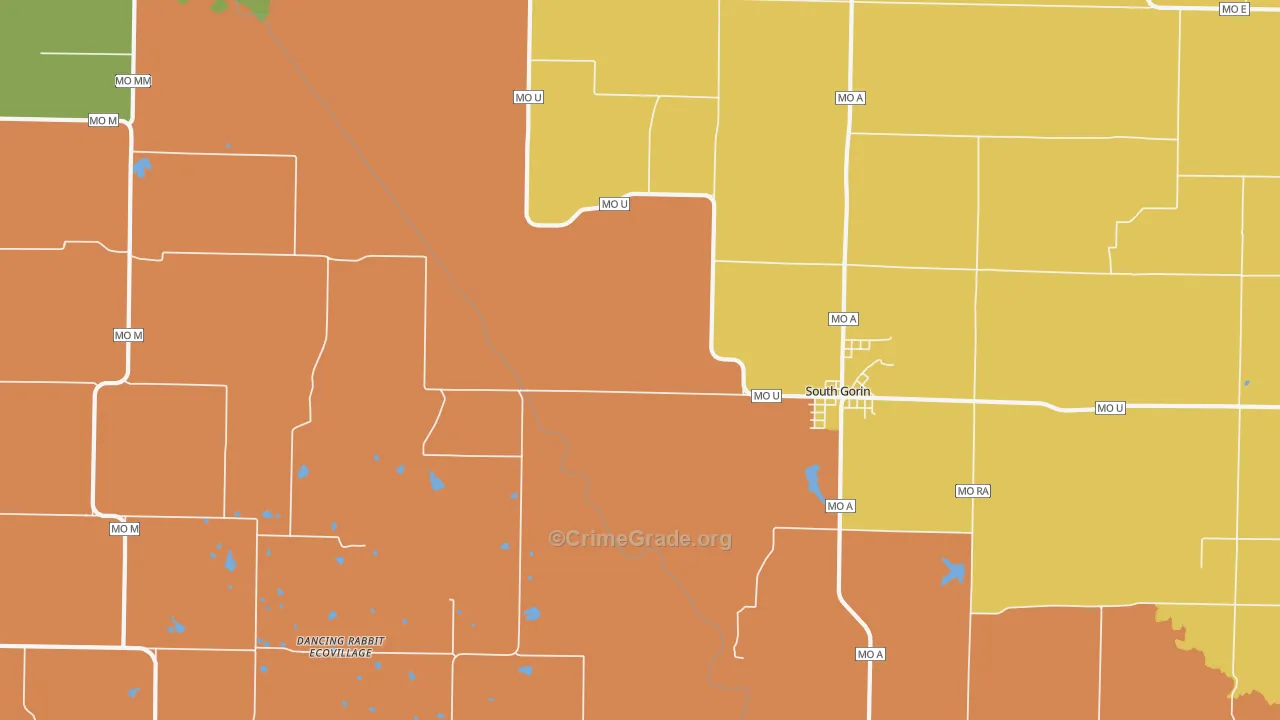 Gorin, MO Map of Burglary Rates