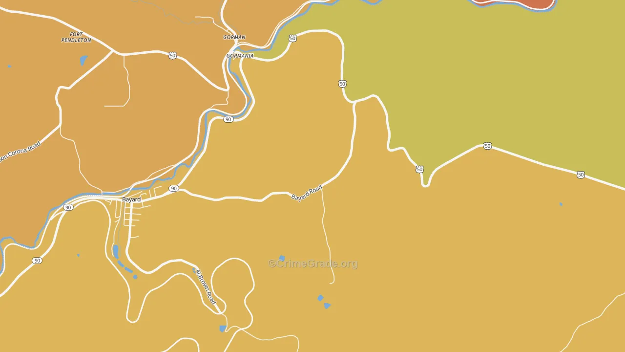 Gormania, WV Map of Burglary Rates