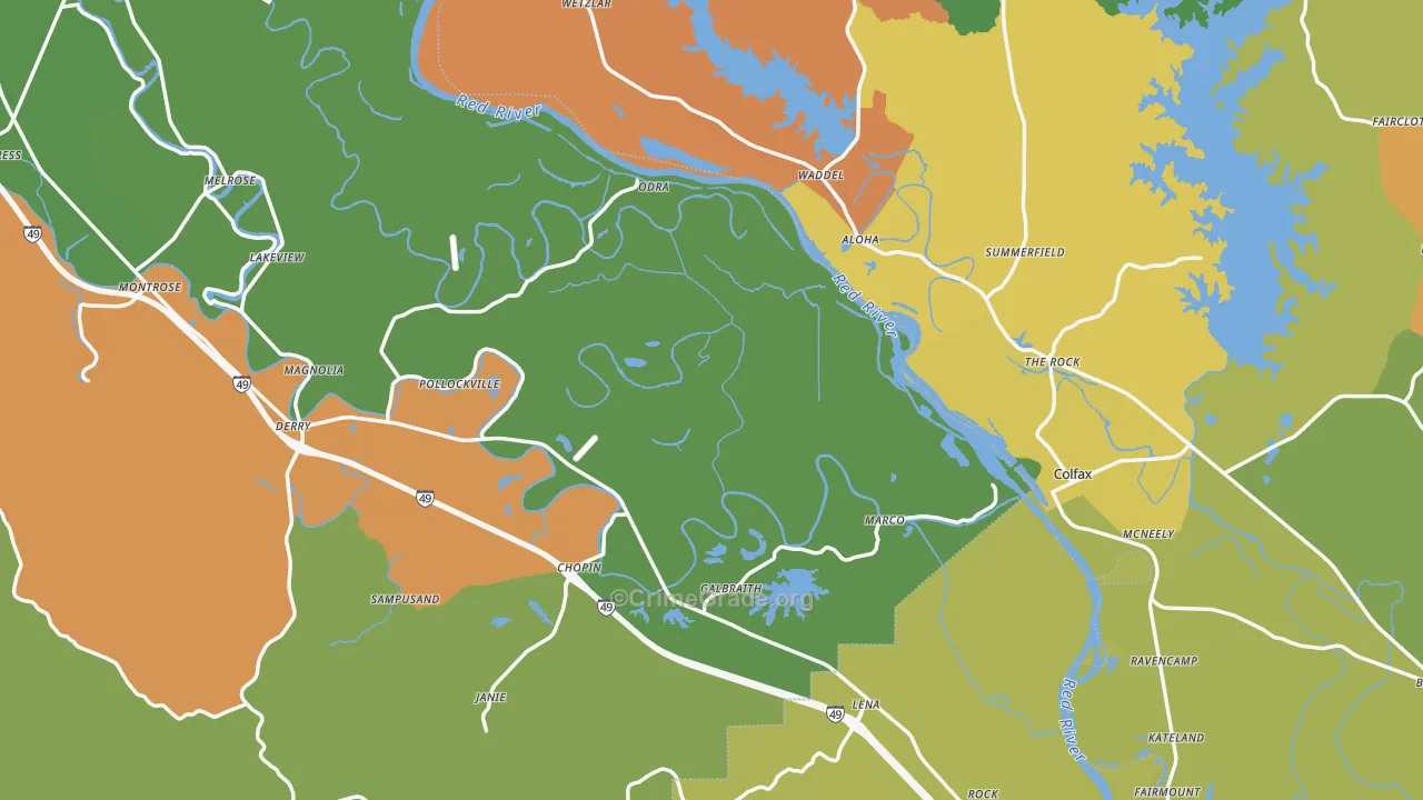 Gorum, LA Map of Burglary Rates