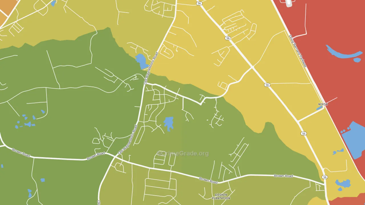 Goshen, Augusta, GA Map of Burglary Rates
