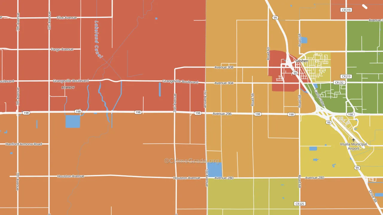 Goshen, CA Map of Burglary Rates