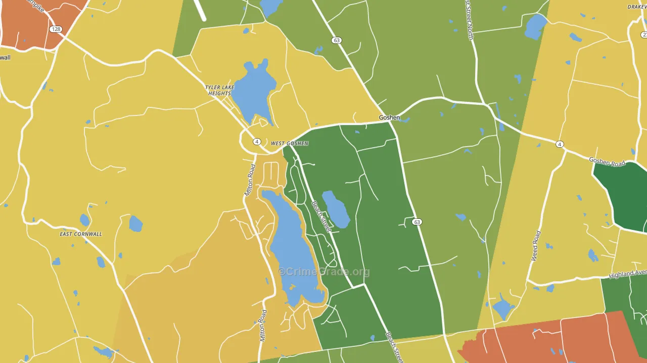 Goshen, CT Map of Burglary Rates