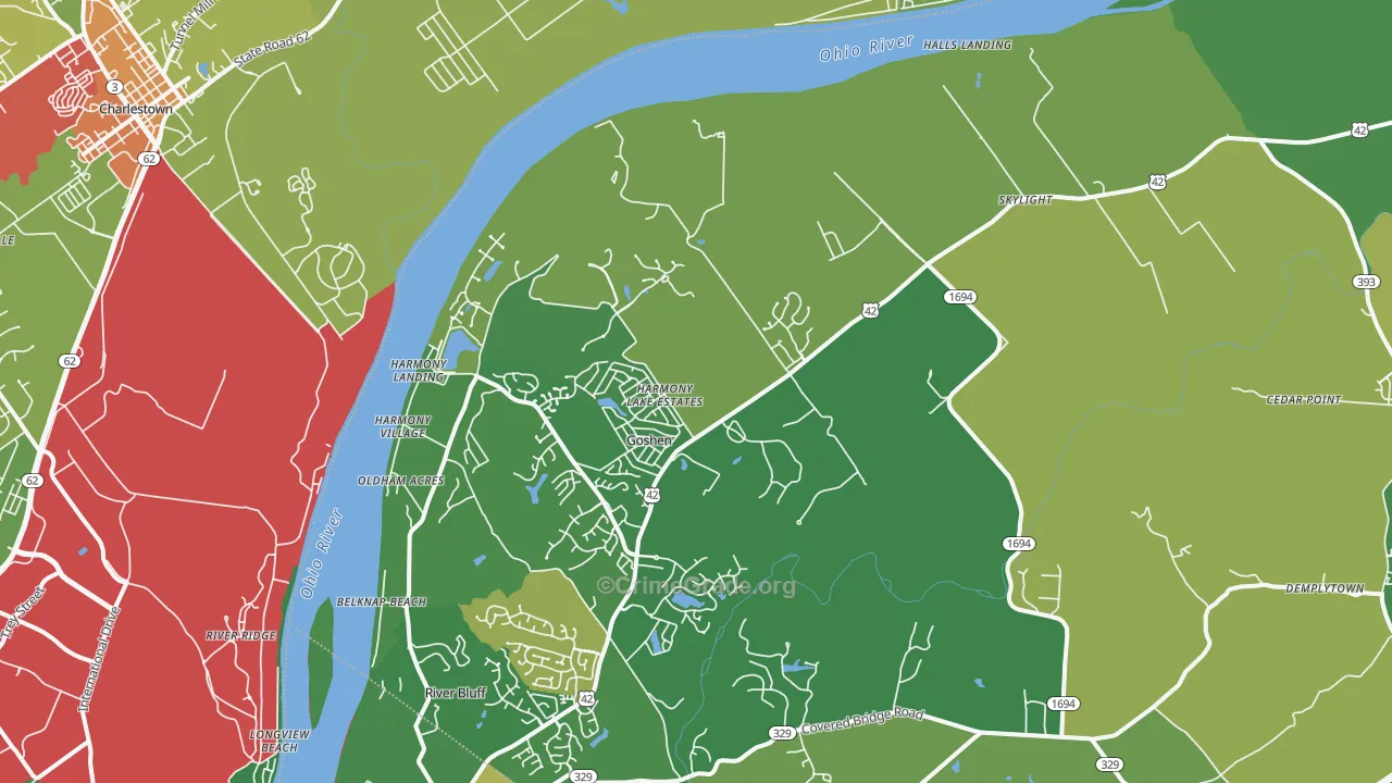 Goshen, KY Map of Burglary Rates