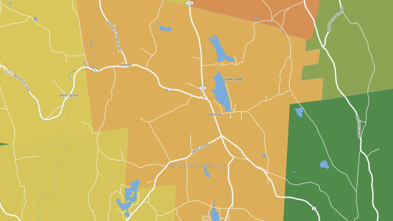Goshen, MA Map of Burglary Rates
