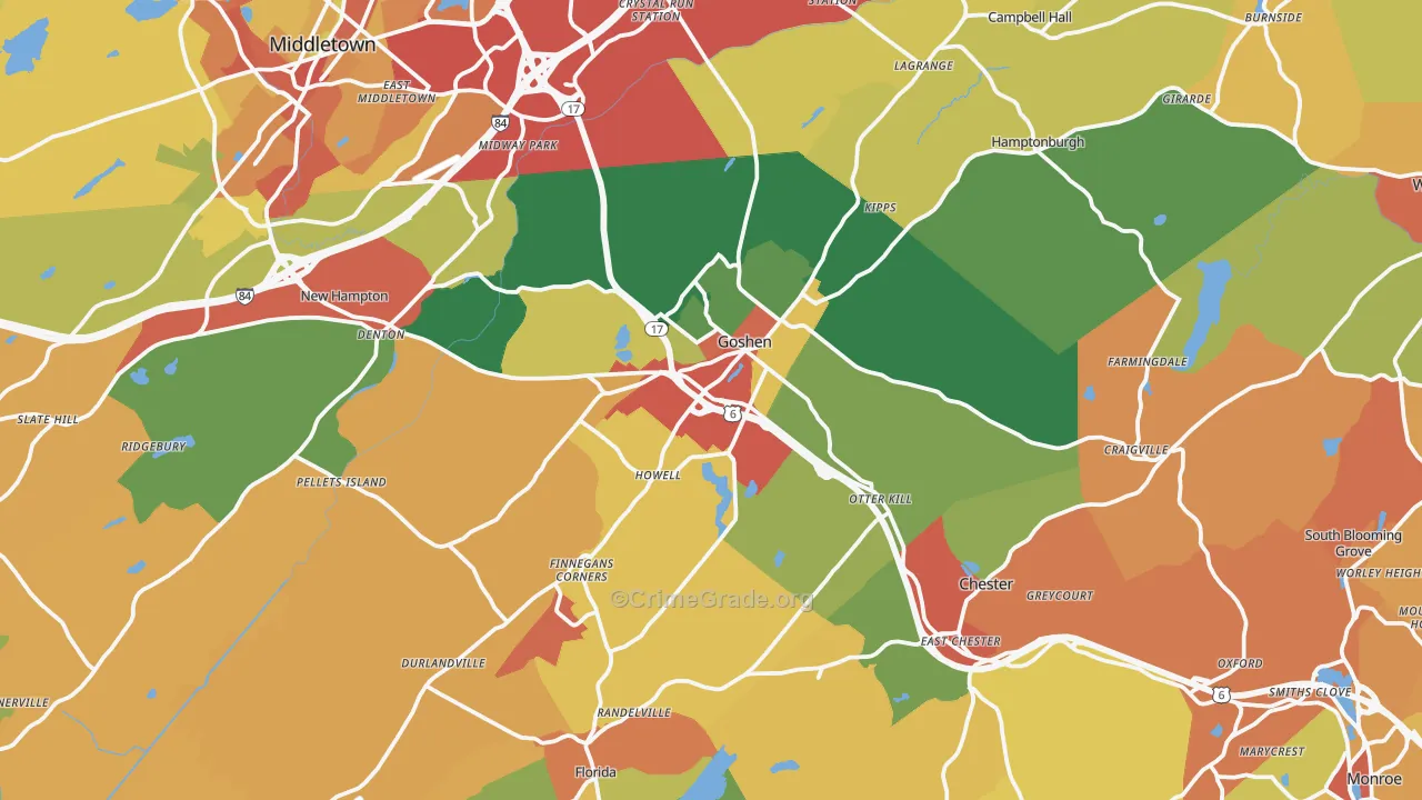 Goshen, NY Map of Burglary Rates