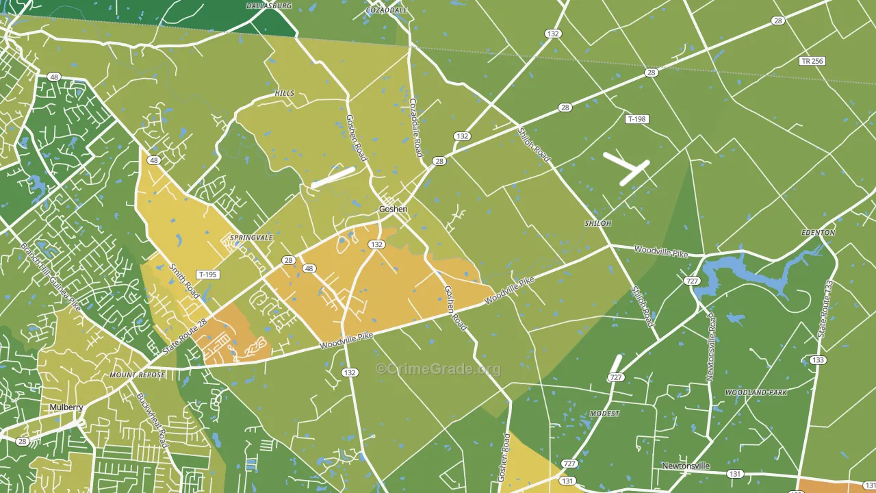 Goshen, OH Map of Burglary Rates