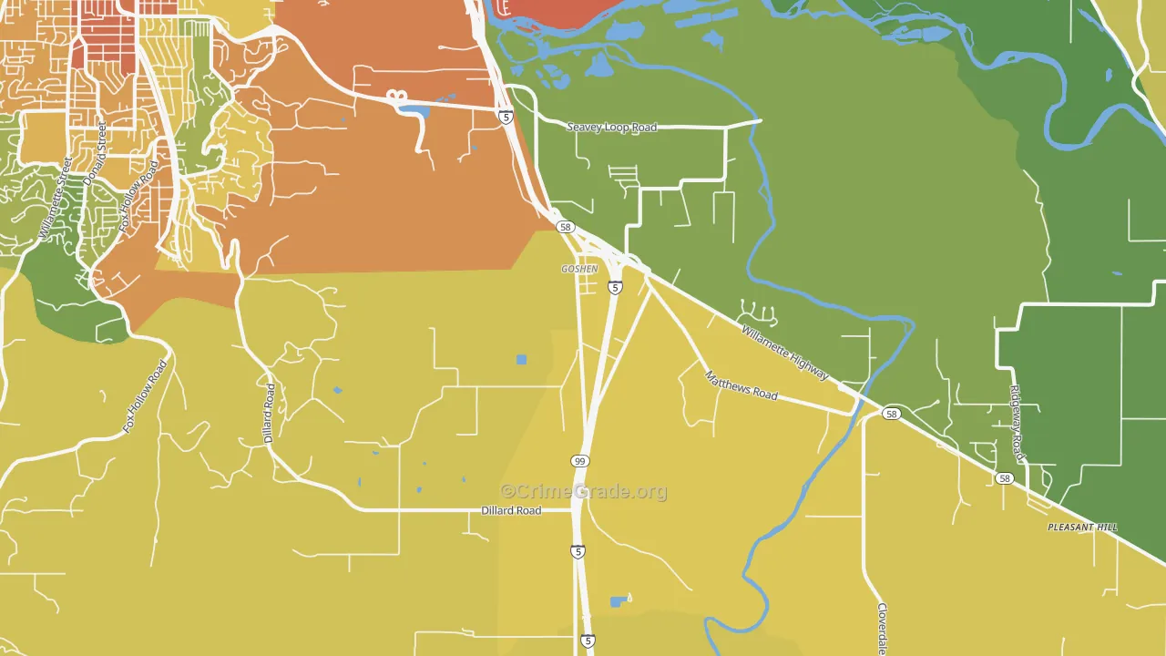 Goshen, OR Map of Burglary Rates