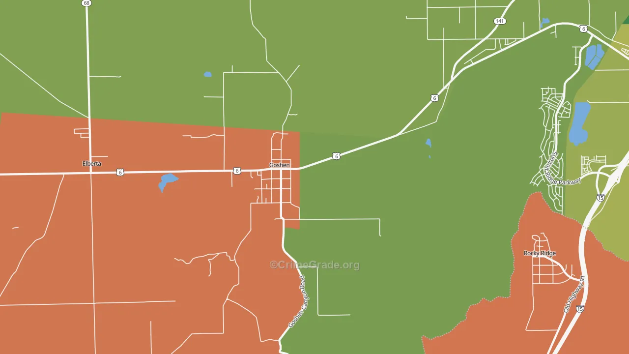 Goshen, UT Map of Burglary Rates