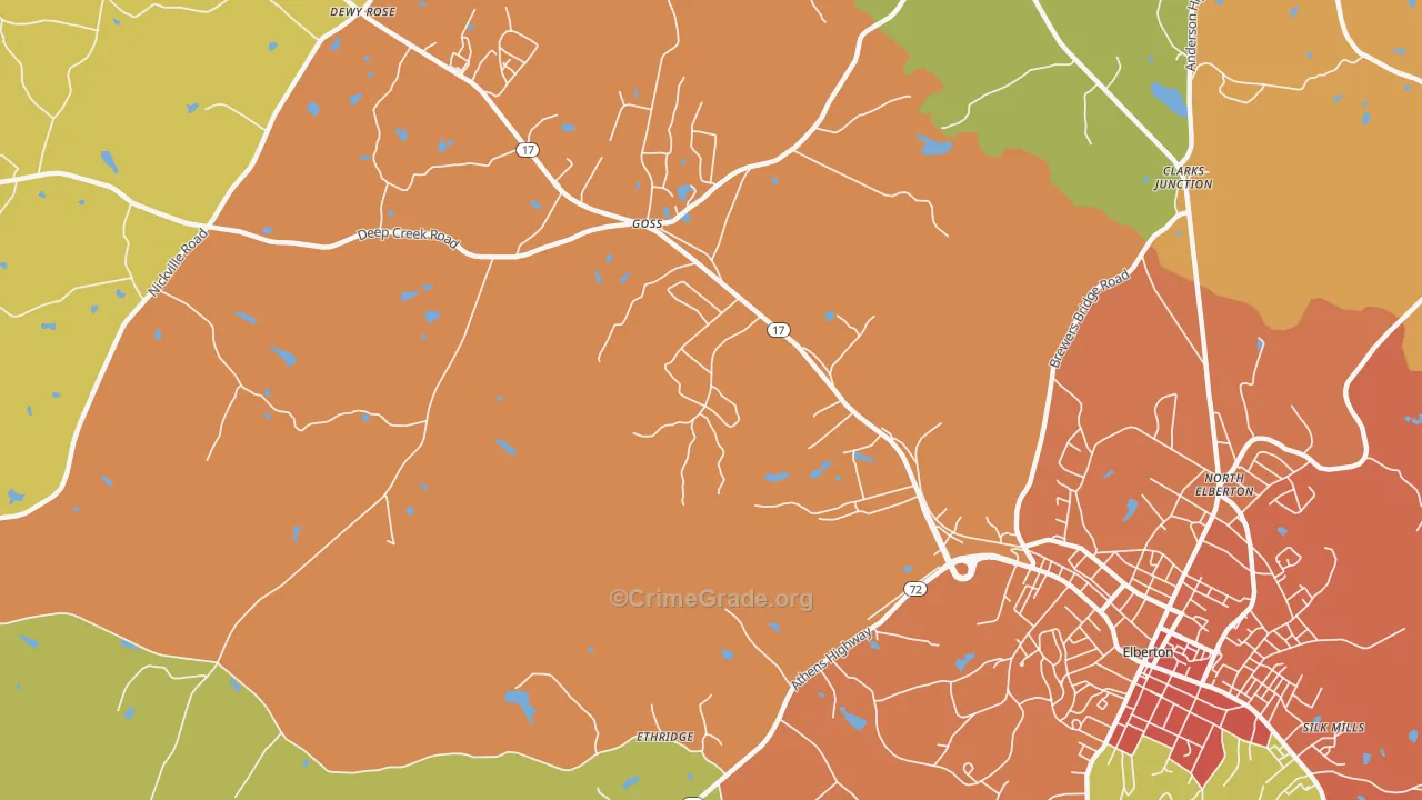 Goss, GA Map of Burglary Rates