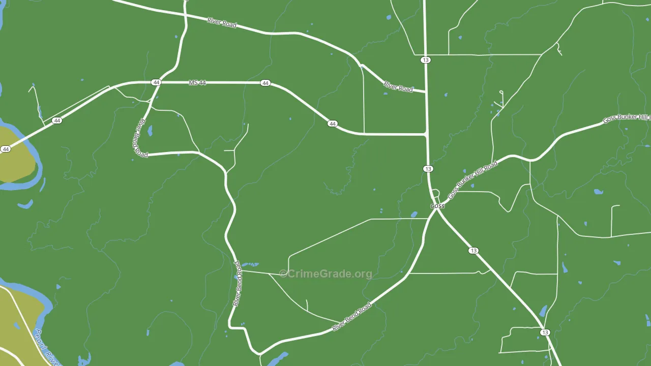 Goss, MS Map of Burglary Rates