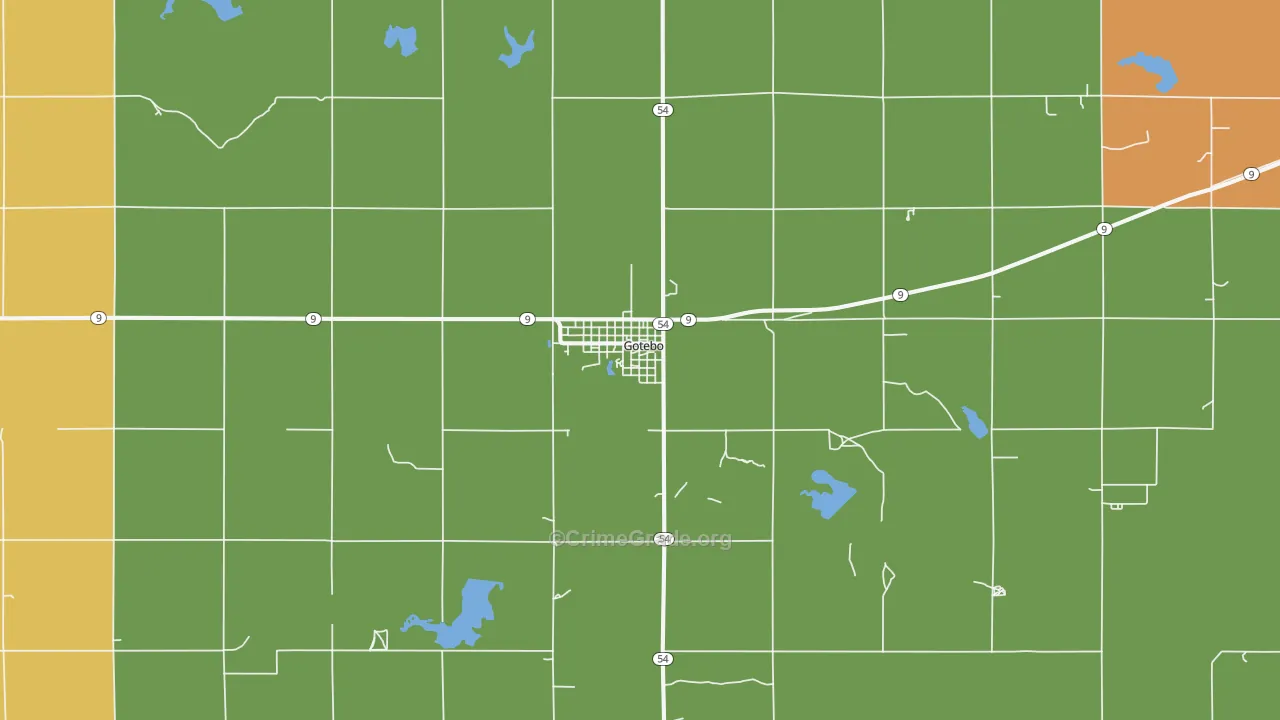 Gotebo, OK Map of Burglary Rates