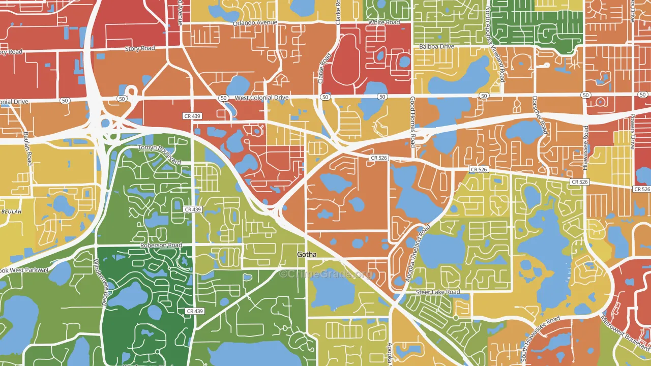 Gotha, FL Map of Burglary Rates