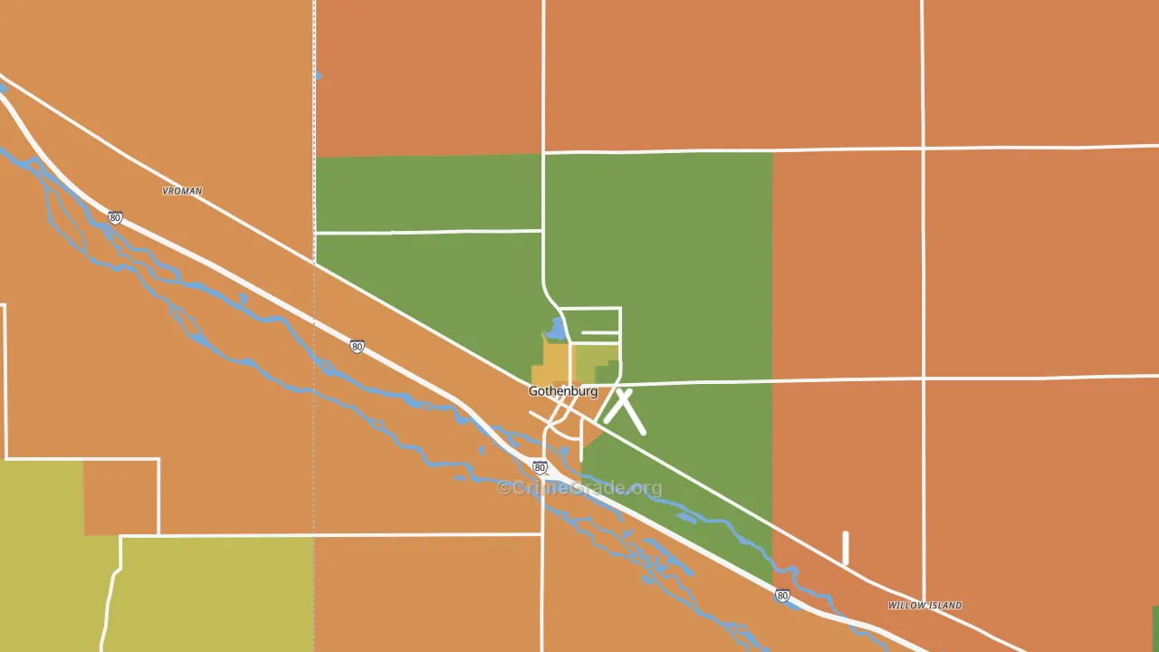 Gothenburg, NE Map of Burglary Rates