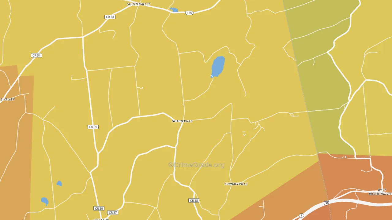 Gothicville, NY Map of Burglary Rates