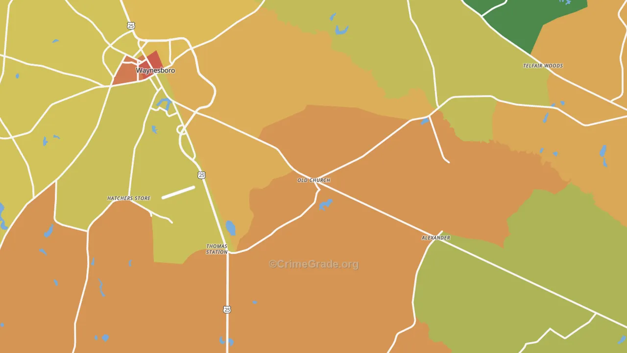 Gough, GA Map of Burglary Rates