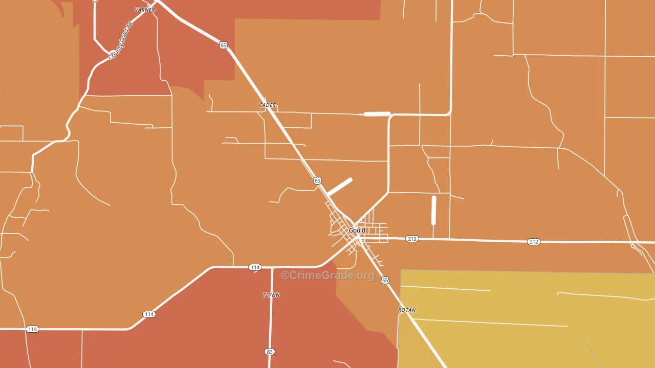 Gould, AR Map of Burglary Rates