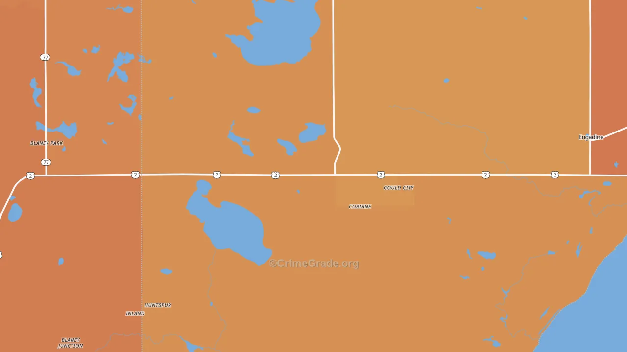 Gould City, MI Map of Burglary Rates