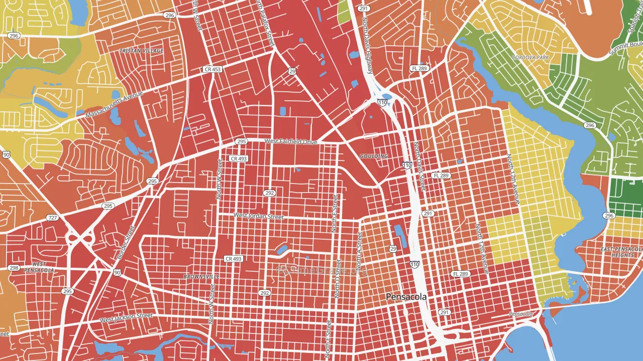 Goulding, FL Map of Burglary Rates