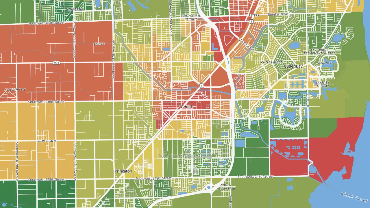 Goulds, FL Map of Burglary Rates