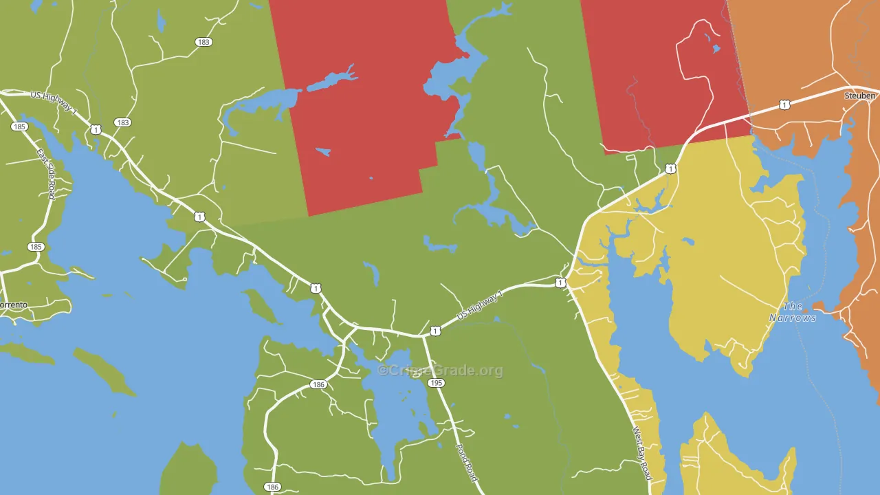 Gouldsboro, ME Map of Burglary Rates
