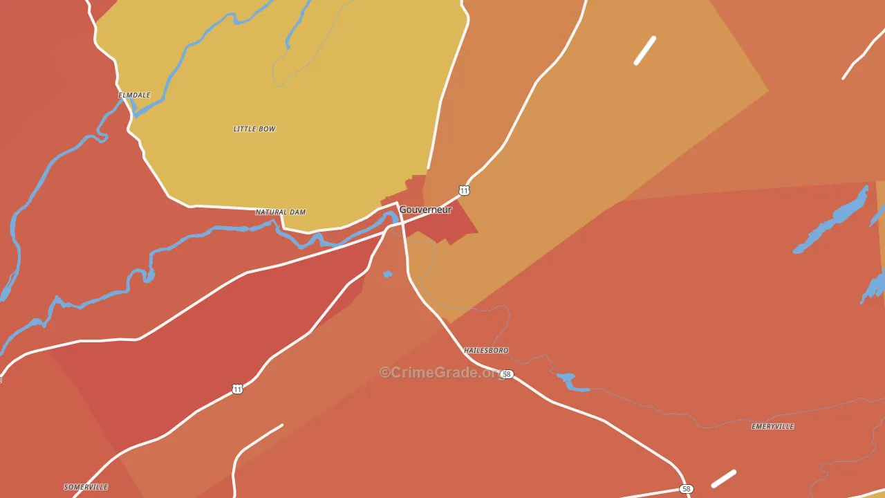 Gouverneur, NY Map of Burglary Rates