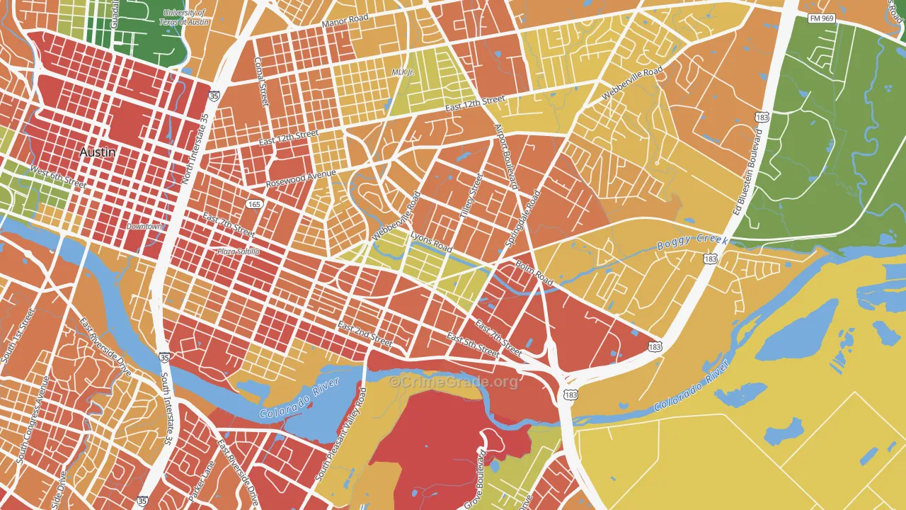 Govalle, Austin, TX Map of Burglary Rates