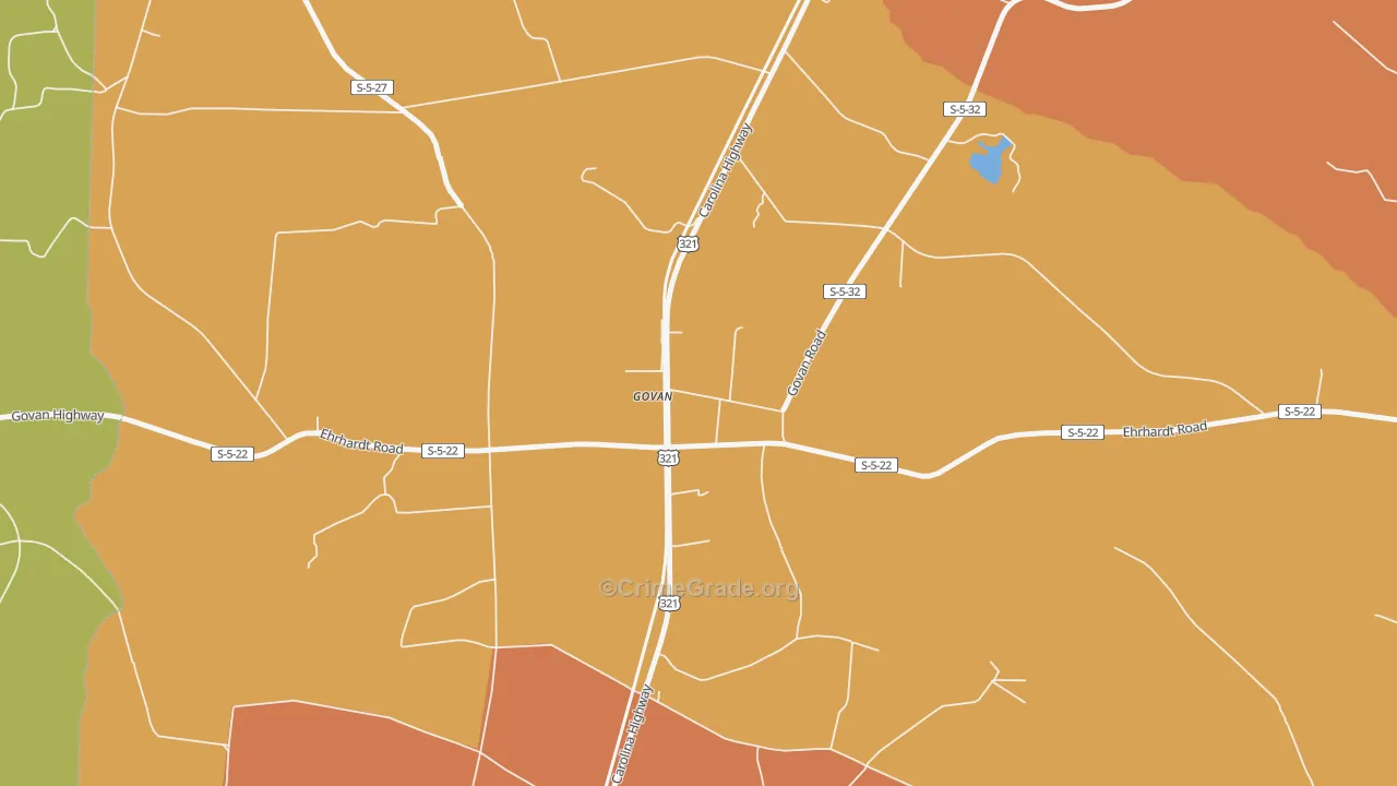 Govan, SC Map of Burglary Rates