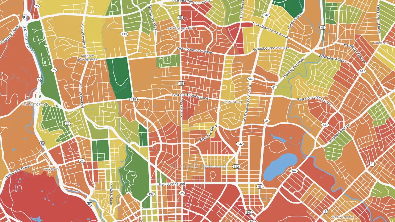 Govans, Baltimore, MD Map of Burglary Rates