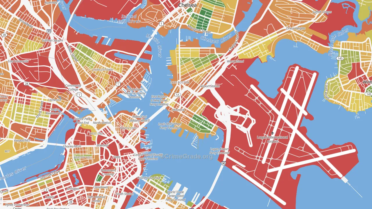 Gove Street, Boston, MA Map of Burglary Rates