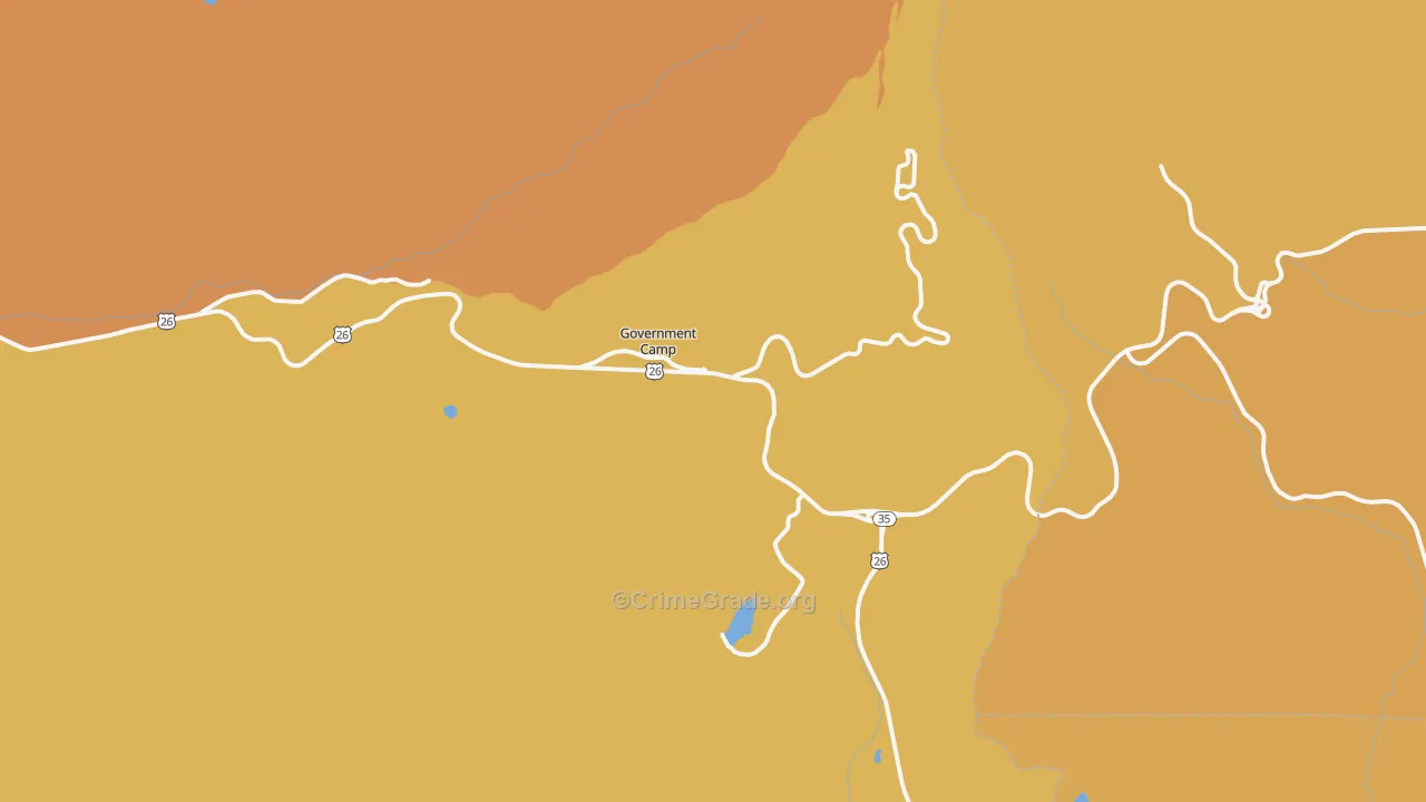 Government Camp, OR Map of Burglary Rates