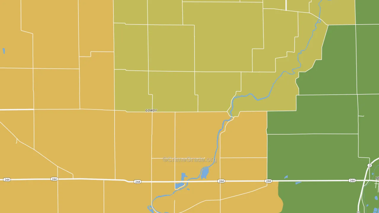 Gowdy, IN Map of Burglary Rates