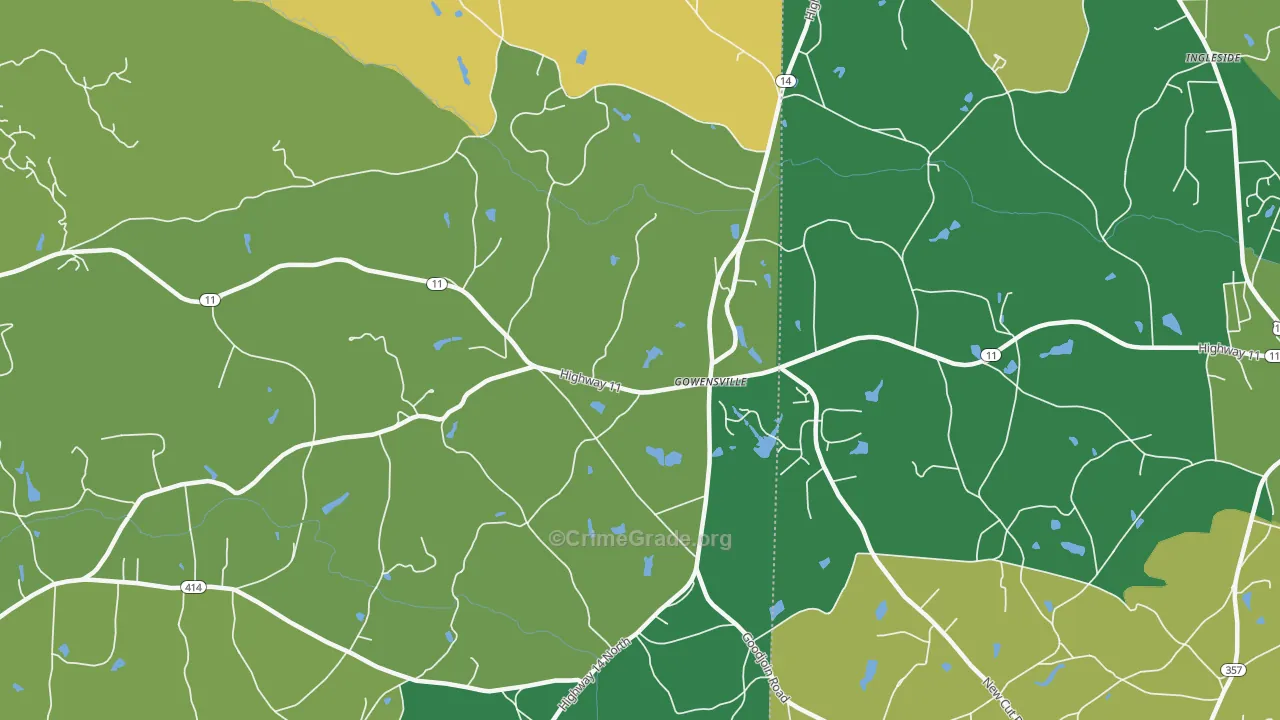 Gowensville, SC Map of Burglary Rates