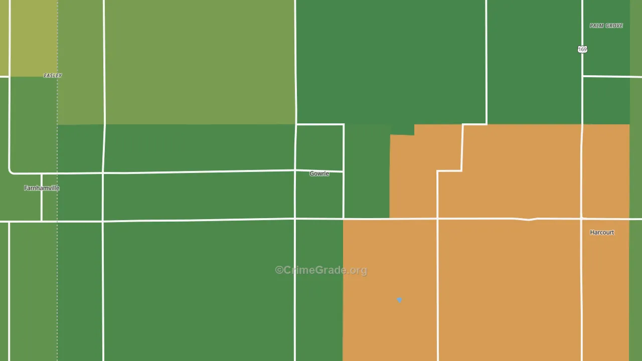 Gowrie, IA Map of Burglary Rates